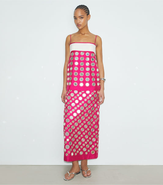 Layered Hand-Done Mirrorwork Silk Dress